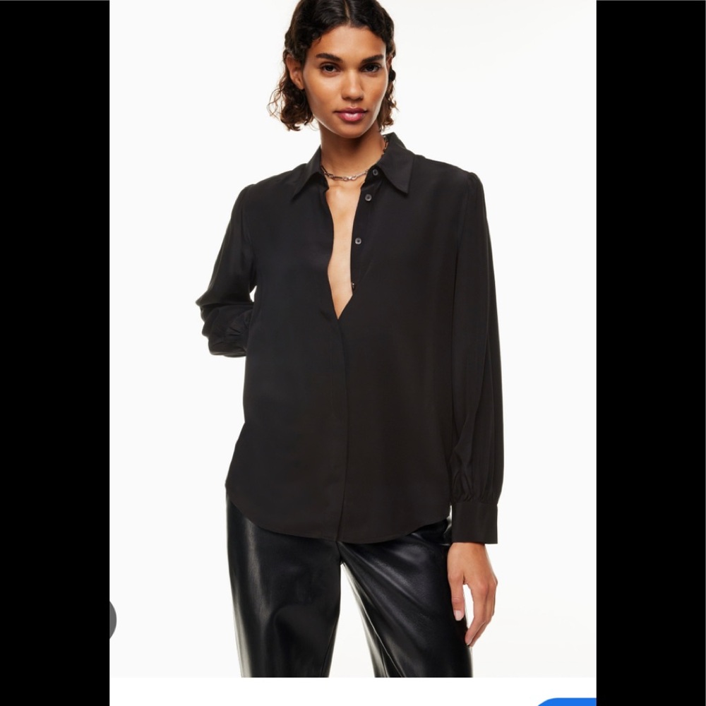 Aritzia Babaton FINTA SILK SHIRT Color: BLACK Size: M